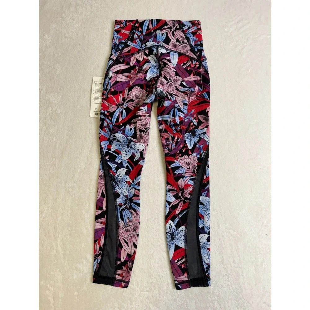 Lululemon Leggings Women's 4 Lush Lillies Multi Print‎ Train Times 7/8